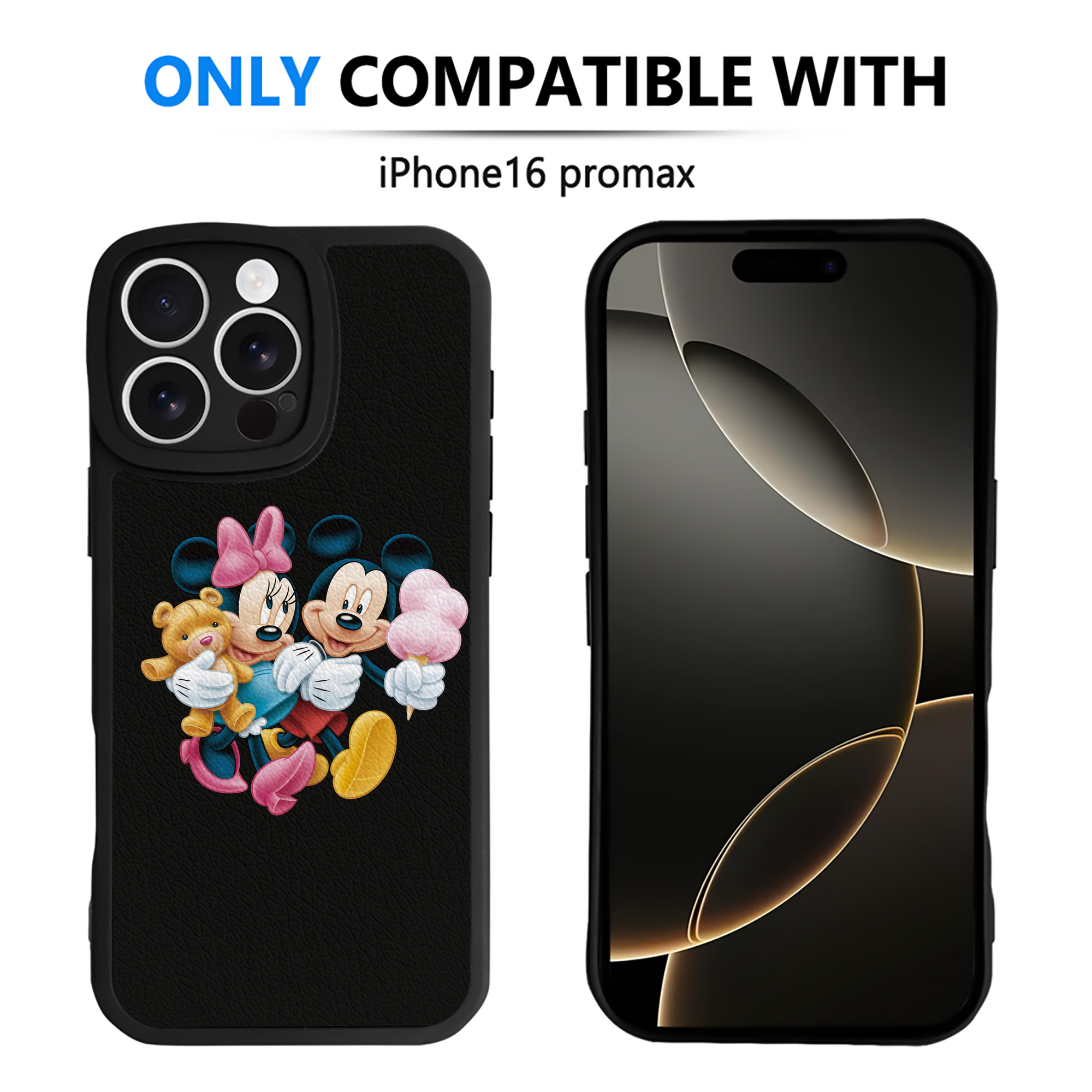 （画像用） ミッキーマウス Mickey Mouse 【iPhone 16シリーズ対応】シリコンスマホケース（レザー調） 材質：シリコン